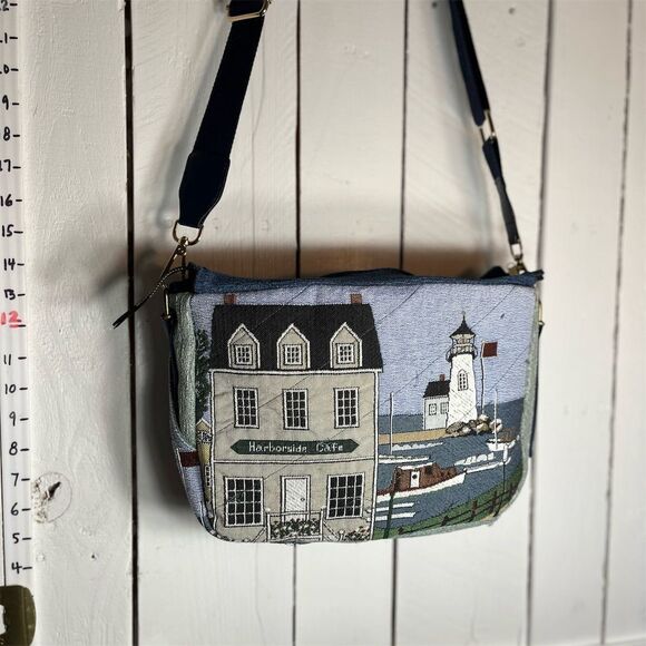 Lidia’s Bags Nautical Coastal Tapestry Crossbody Bag Multicolor Medium (C808-22) - Picture 1 of 4